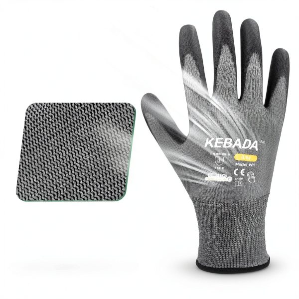 Kebada W1 Work Gloves for Men and Women, PU Coated Safety Gloves with Grip, Touchscreen, Ideal for Warehouse Package Handling, Construction, Gardening, 12 Pairs Gray Large-6