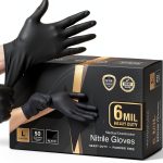 FifthPulse 6 Mil Black Nitrile Gloves Heavy Duty Mechanic & Food Grade-0