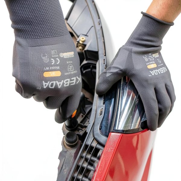 Kebada W1 Work Gloves for Men and Women, PU Coated Safety Gloves with Grip, Touchscreen, Ideal for Warehouse Package Handling, Construction, Gardening, 12 Pairs Gray Large-3